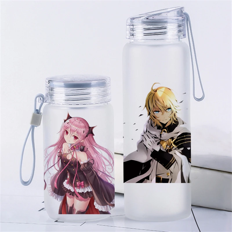 Переносная стеклянная бутылка для воды с мультяшным принтом аниме Seraph of the end 360