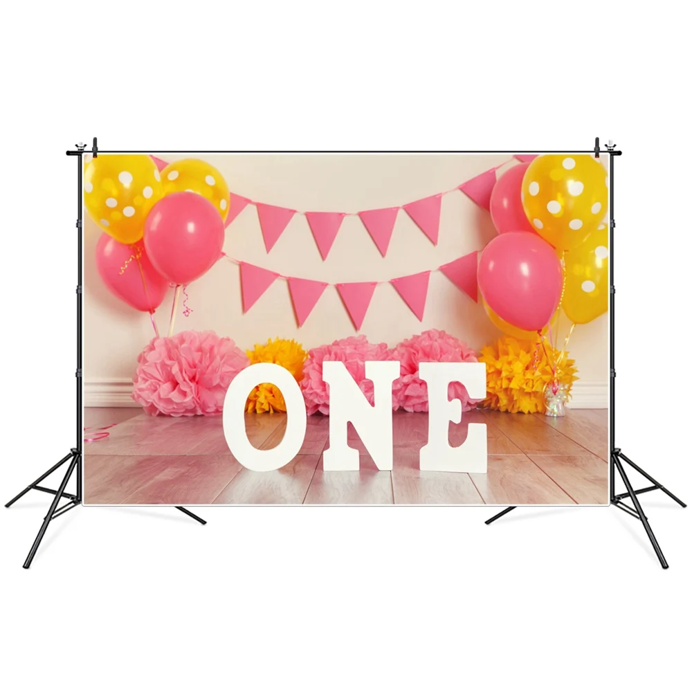 

Baby One 1st Birthday Balloons Flags Photography Backgrounds Photozone Photocall Photographic Backdrops For Home Photo Studio