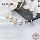 Женские асимметричные серьги-гвоздики La Monada в форме сердца, корейские минималистичные серебряные серьги 925 пробы, серебряные серьги-гвоздики 925 пробы для женщин
