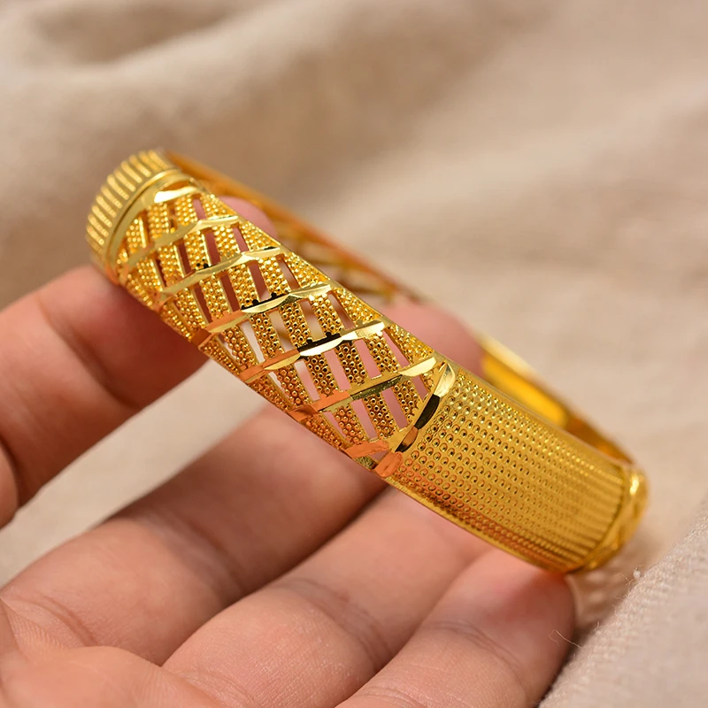 

Wando Dubai Turkey Gold Color Wedding Bangles for Women Bride Can OPen Bracelets Ethiopian/france/African/Dubai Jewelry gifts