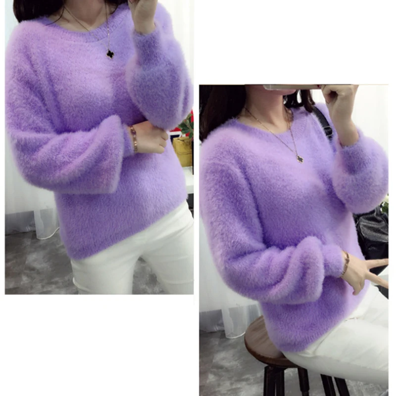 Sweater Women Pull Femme Winter Warm Sweaters Mohair Clothes 2020 Jumper Christmas Pull Fluffy Sweater Fuzzy Fur Korean Cashmere cardigan for women