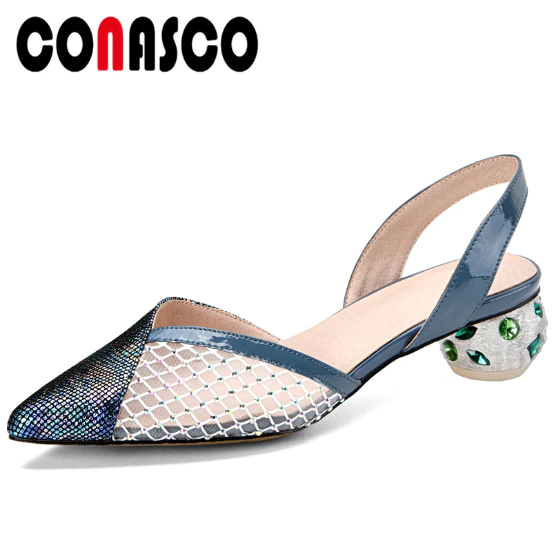 Босоножки CONASCO женские из натуральной кожи модные сандалии лакированной