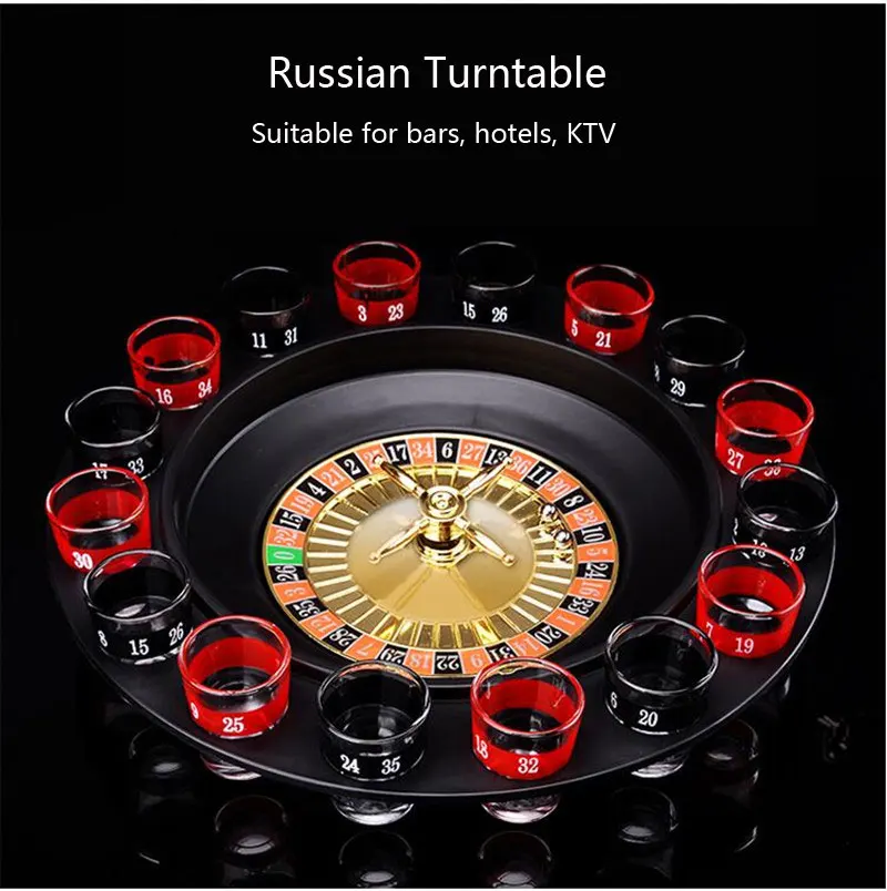 

16 Holes Russian Drinking Roulette Set Bar KTV Russian Turntable Game Table Add Fun Turntable Games Friend Party Play Game Props