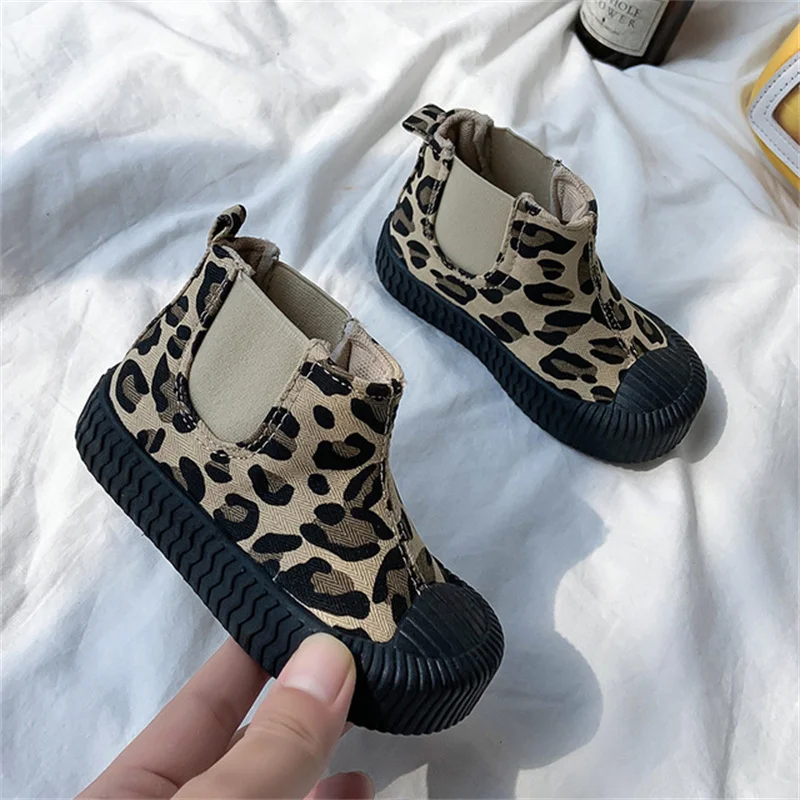 

Autumn and winter girls canvas snow boots warm leopard print casual shoes cotton soft bottom girls shoes