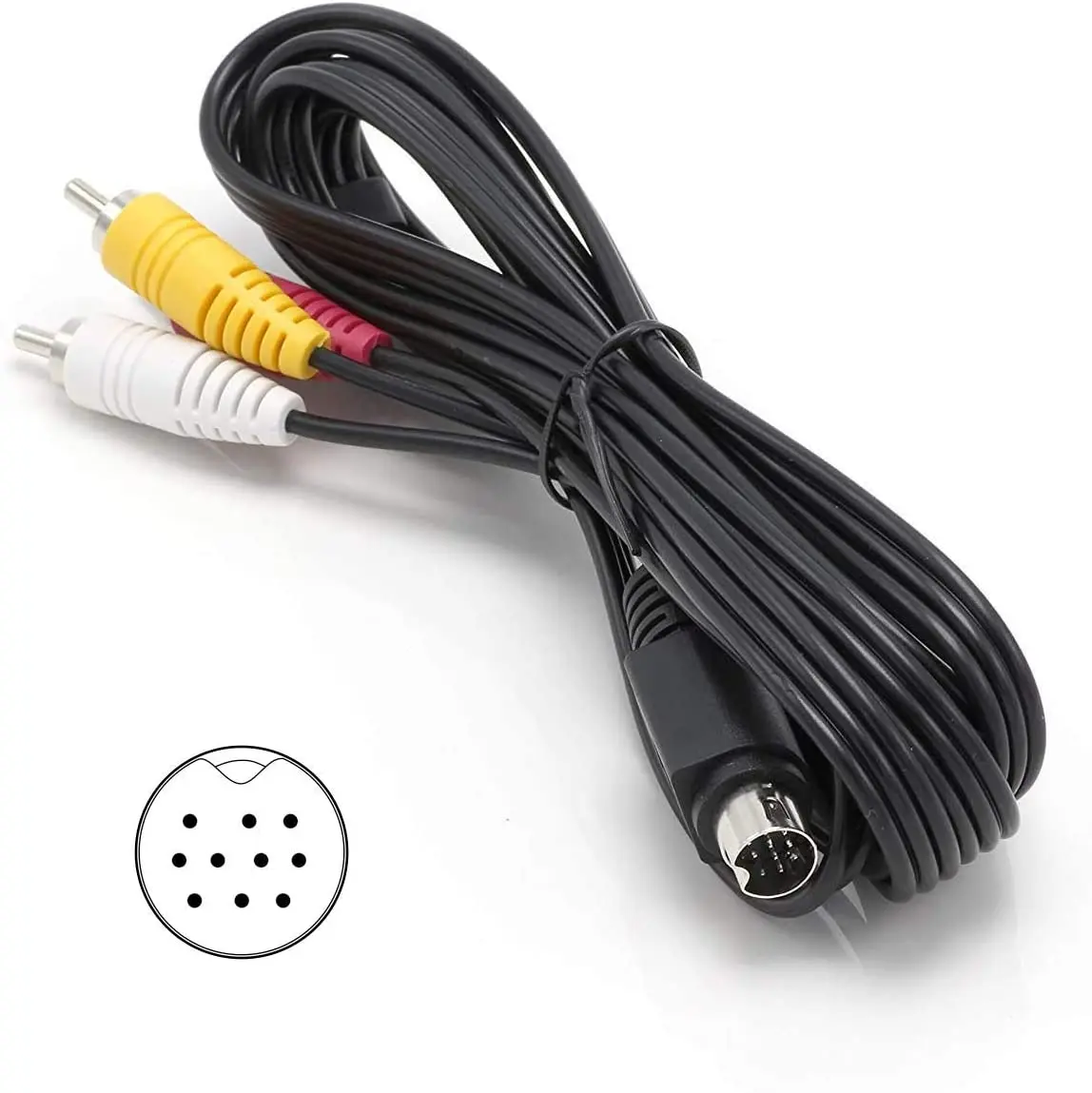 10 Pin Audio and Video DIN Cable - NOT S-Video Cable - 6 feet - RCA Composite - Compatible For DIRECTV AT&T: H25, C31, C41, C41