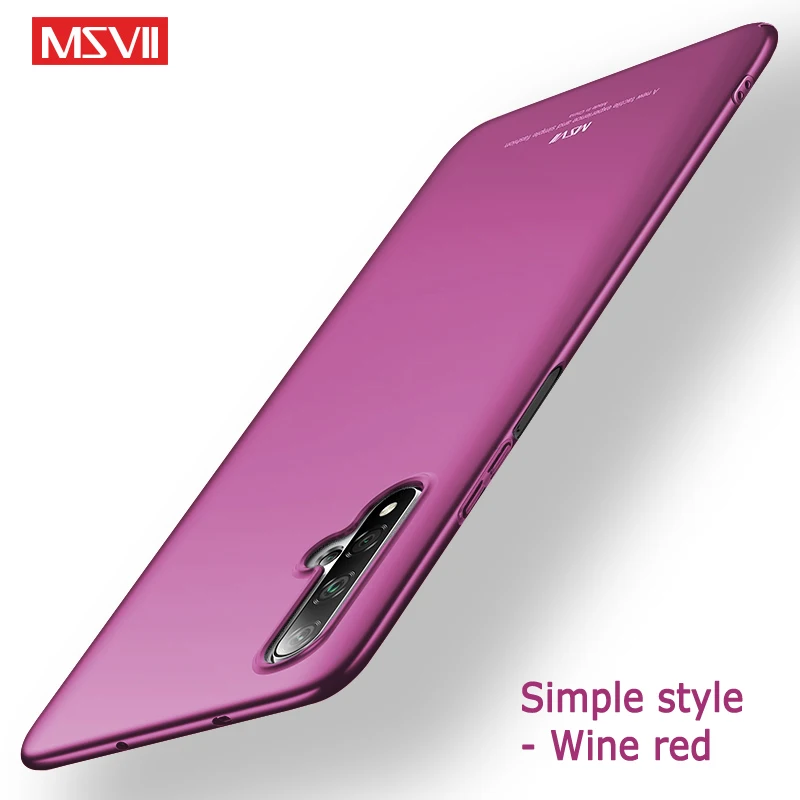 Simple Wine red Honor 20 Pro Чехол Msvii матовый чехол для huawei Honor 20 Lite 10 10i 20i 20S SE Чехол Жесткий PC чехол для huawei View 20 V20 чехол s - Цвет: Simple Wine red