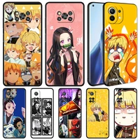 Black Soft Cover For Xiaomi Poco NFC 10T Pro Note Lite Silicone Phone Case Japan Anime Demon Slayer