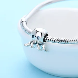 Xiaojing 925 стерлингового серебра модное летнее Морское Животное осьминог бусины в форме двойного конуса, красивые, подходят к оригиналу Pandora, браслет, ювелирное изделие, подарок для женщин