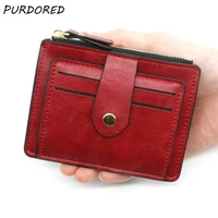 purdored 1 pc unisex slim card holder soft leather business cards wallet money purse for men women fashion card case tarjetero