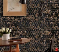 Brown hexagonal glass mosaic tile for home decoration