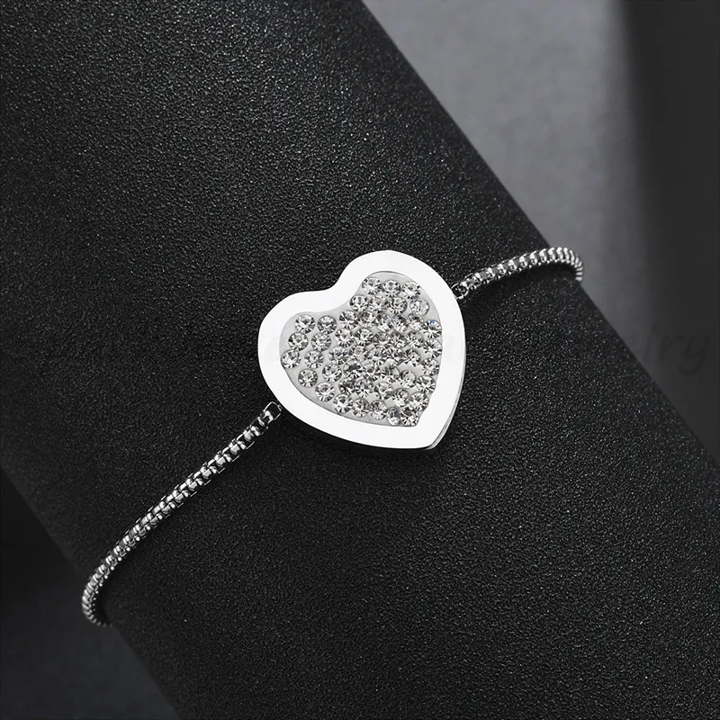 Женский браслет с подвеской в виде сердца из нержавеющей стали