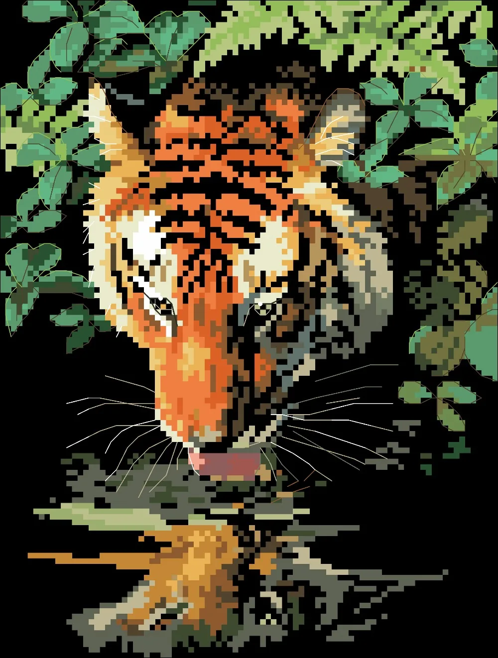 

Tiger Reflection cross stitch package animal aida 18ct 14ct 11ct black cloth people kit embroidery DIY handmade needlework