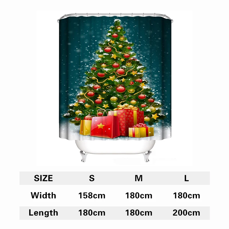 

Christmas Shower Curtain Waterproof Shower Curtain Xrmas Tree Pattern Hone Bathroom Curtains New Year Gift Christmas Decoration