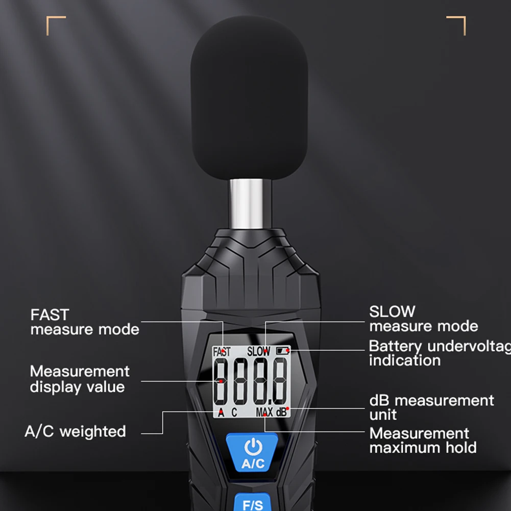 Шумомер измерительный прибор 30 130 дБ цифровой детектор уровня звука и