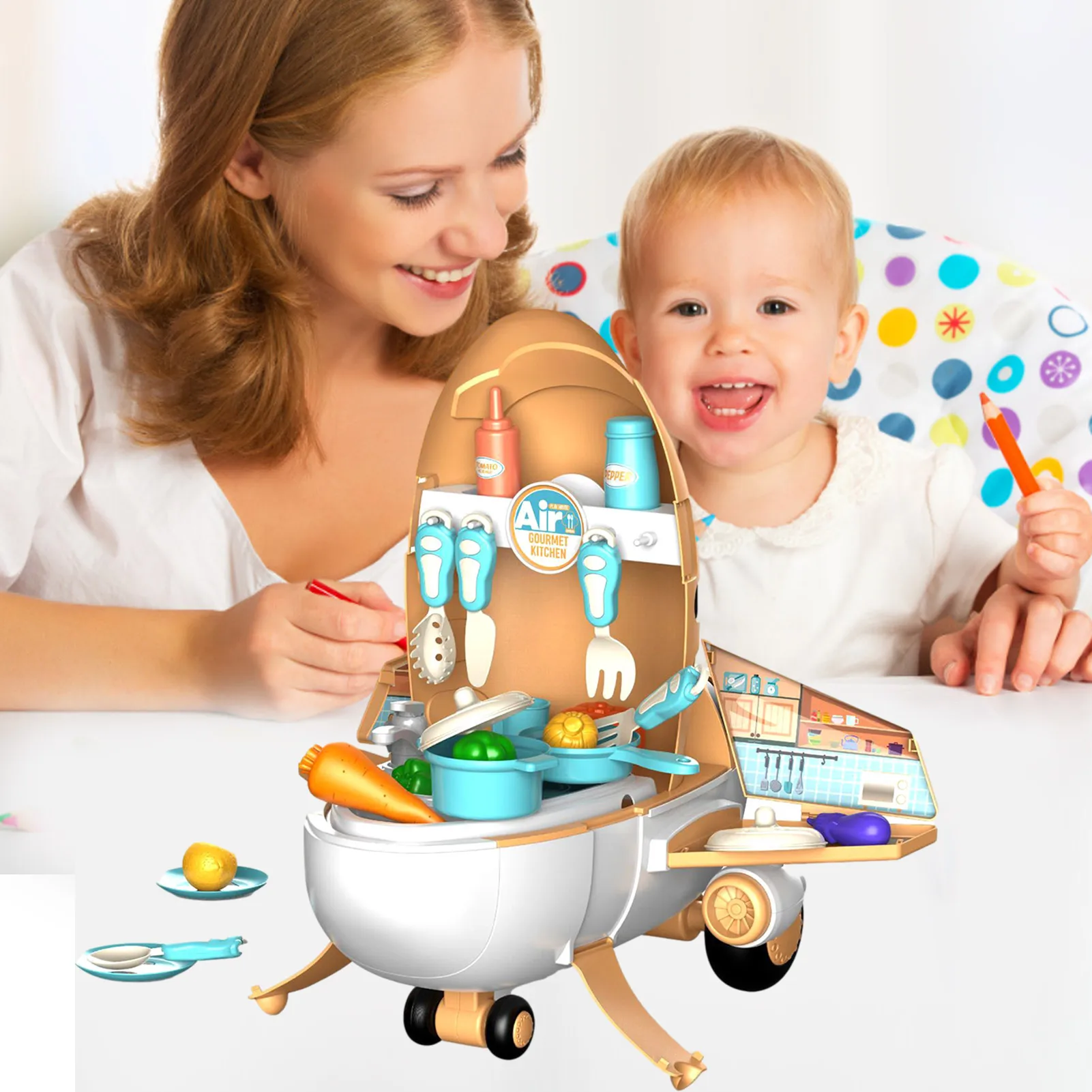 

Pretend Play Set Backpack Plastic Boy Repair Tools Girls Makeup Pretend Toys With Airplane Organizer For Kid Comprehensive Set