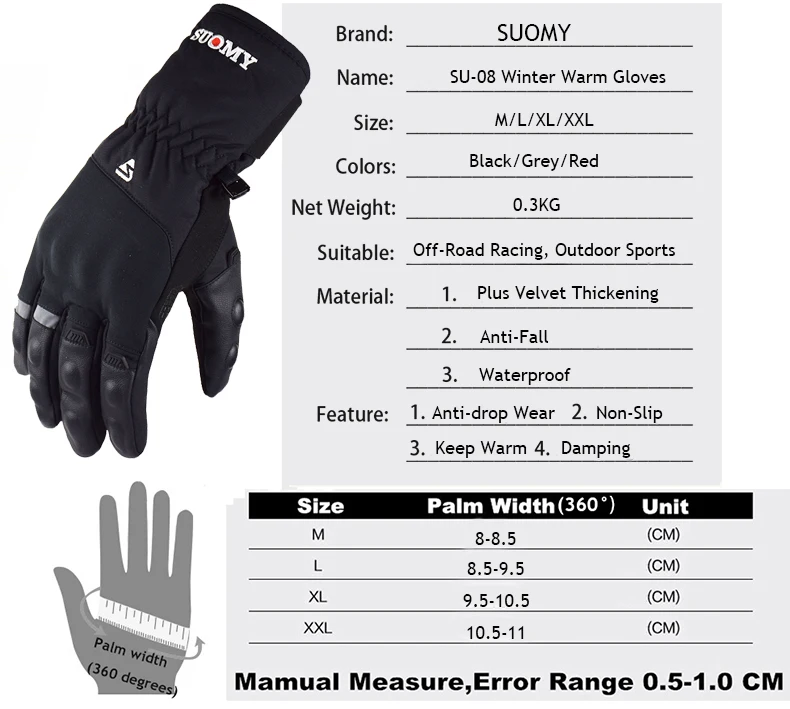 

Winter Warm Gloves 100% Waterproof Motorcycle Gloves Ski Touch Screen Long Motorbike Gloves Leather Men Hard Shell Protect Glove