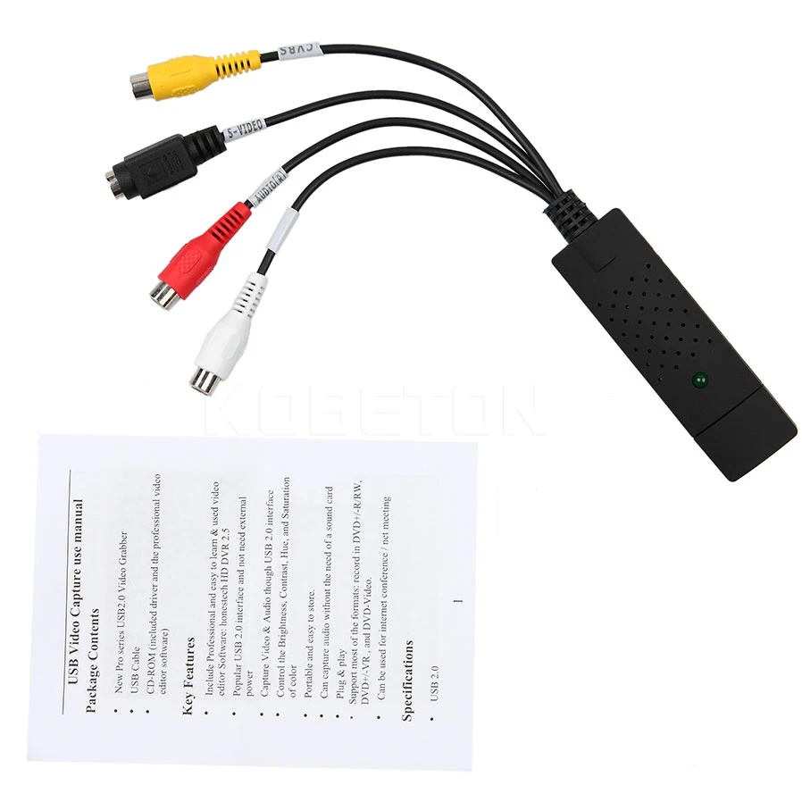 USB 2 0 легкий адаптер kebidumei для видеозаписи ТВ DVD VHS DVR с поддержкой Win10|Карты видео- и
