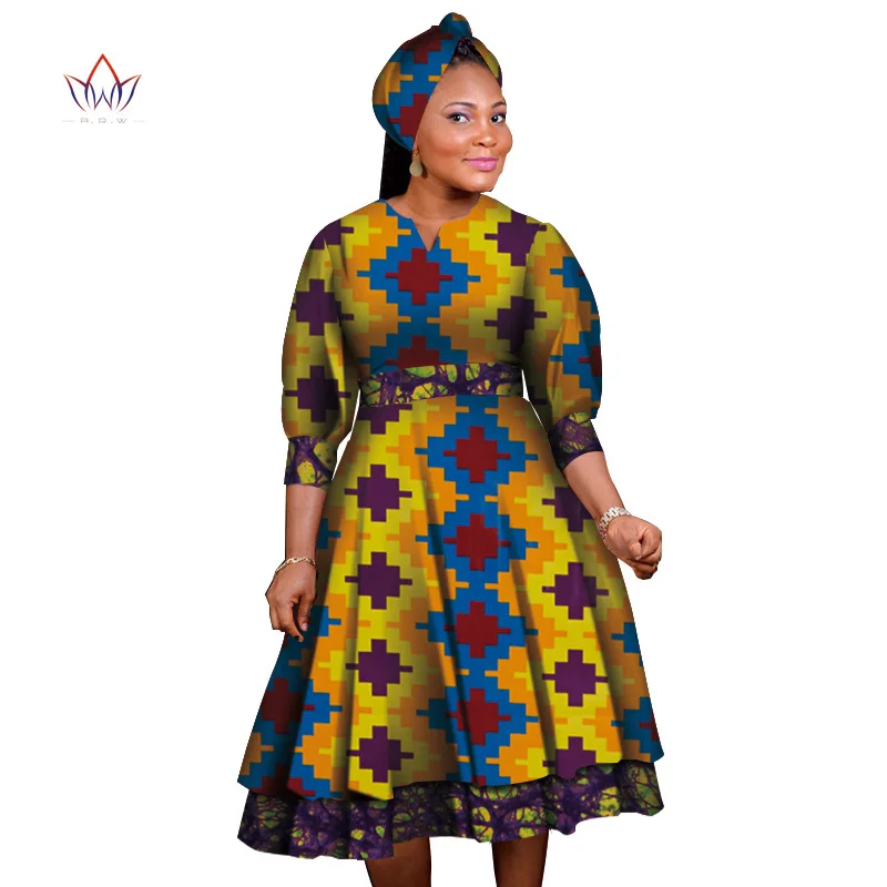 

New Bazin Riche African Dresses for Women Dashiki Ankara Print Patchwork Dresses Vestidos Women African Clothing WY4389