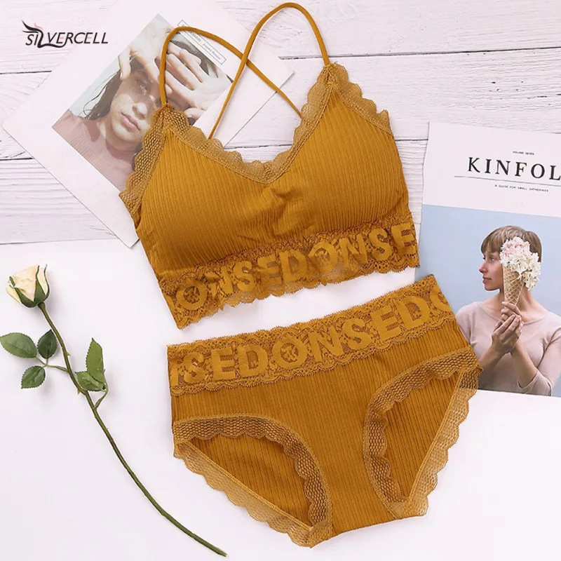 Женский бесшовный хлопковый комплект с бюстгальтером яркий цвет красивый