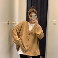 2020 autumnwinter new loose fitting v neck long sleeved sweater for women wearing retro knitted cardigan jackets for women