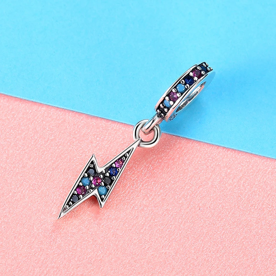 2019 новые серебряные бусины 925 пробы с украшением в виде кристаллов молний Серьги