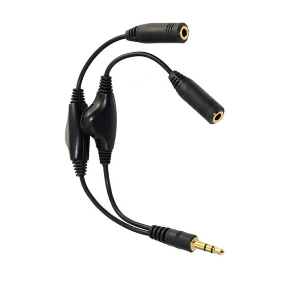 

3.5mm M/2F 15cm Stereo Headphone Audio Extension Cord Cable +Volume Control
