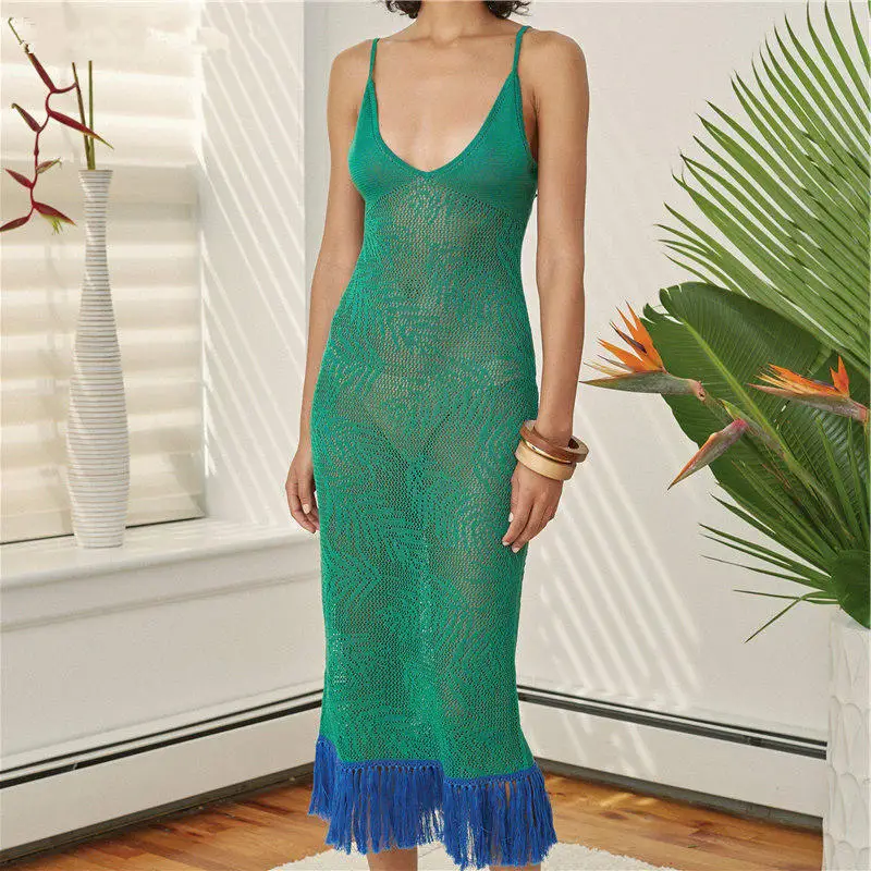 Пляжная туника для женщин вязаное крючком бикини накидка Пляжное платье