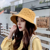 bucket hat womens fashion brand letters show face small japanese wide brim korean style travel outdoor hat double sided wear