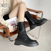 2021 fall new womens boots lace up zipper low heel short boots thick soled round head martin boots comfortable casual shoes