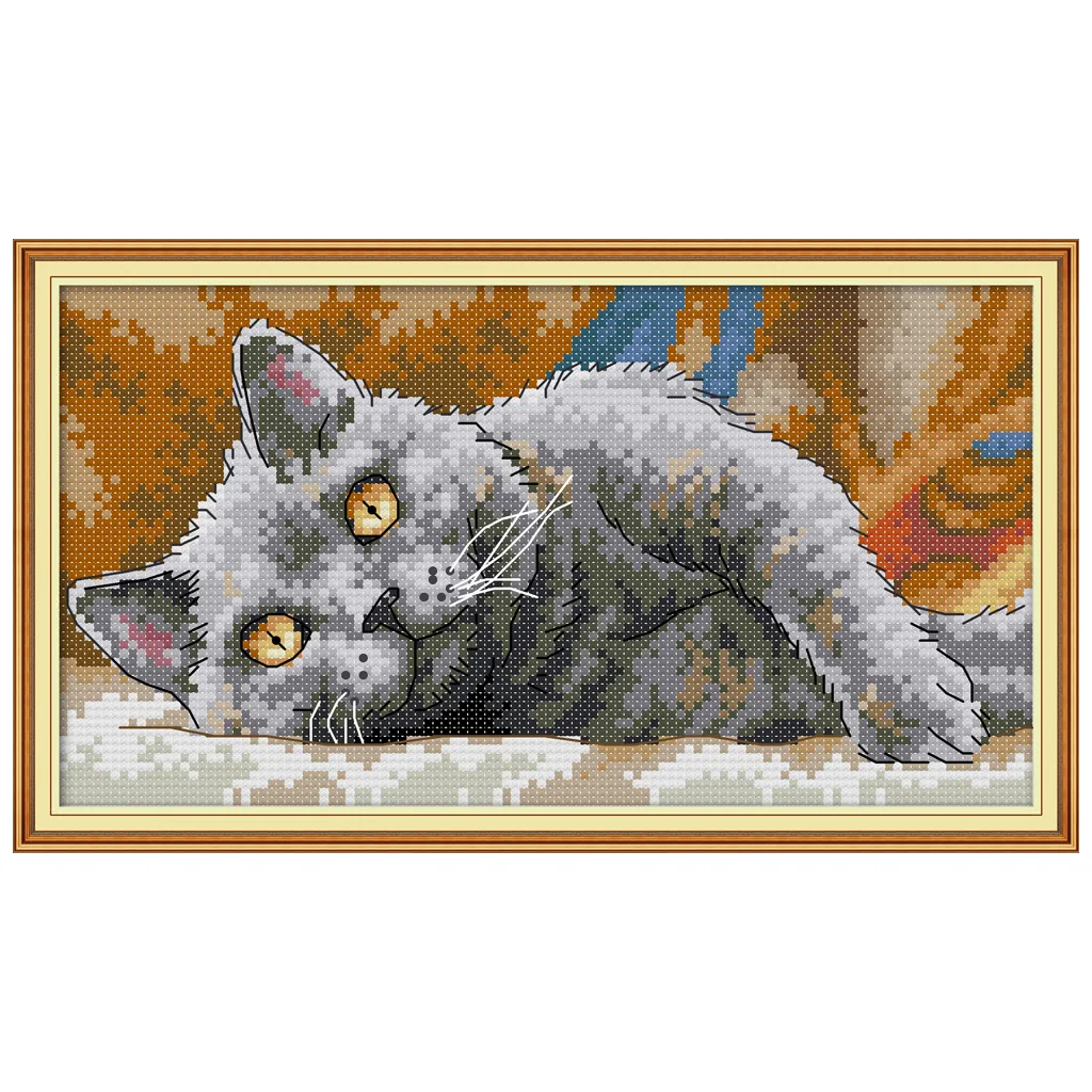 2020 Новый ленивый кот Сделай Сам Рукоделие Счетный 14CT печатный набор вышивки