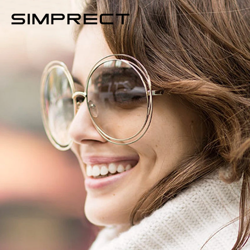 SIMPRECT, негабаритные солнцезащитные очки для женщин,, круглые солнцезащитные очки, Ретро стиль, роскошные зеркальные солнцезащитные очки, оттенки для женщин, большие Zonnebril Dames