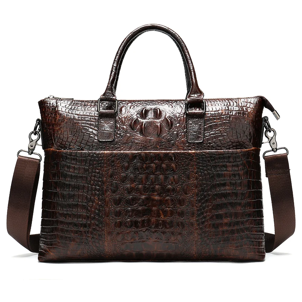 

Head-level psoriate briefcase Men's business horizontal crocodile-print handbag sloping cross