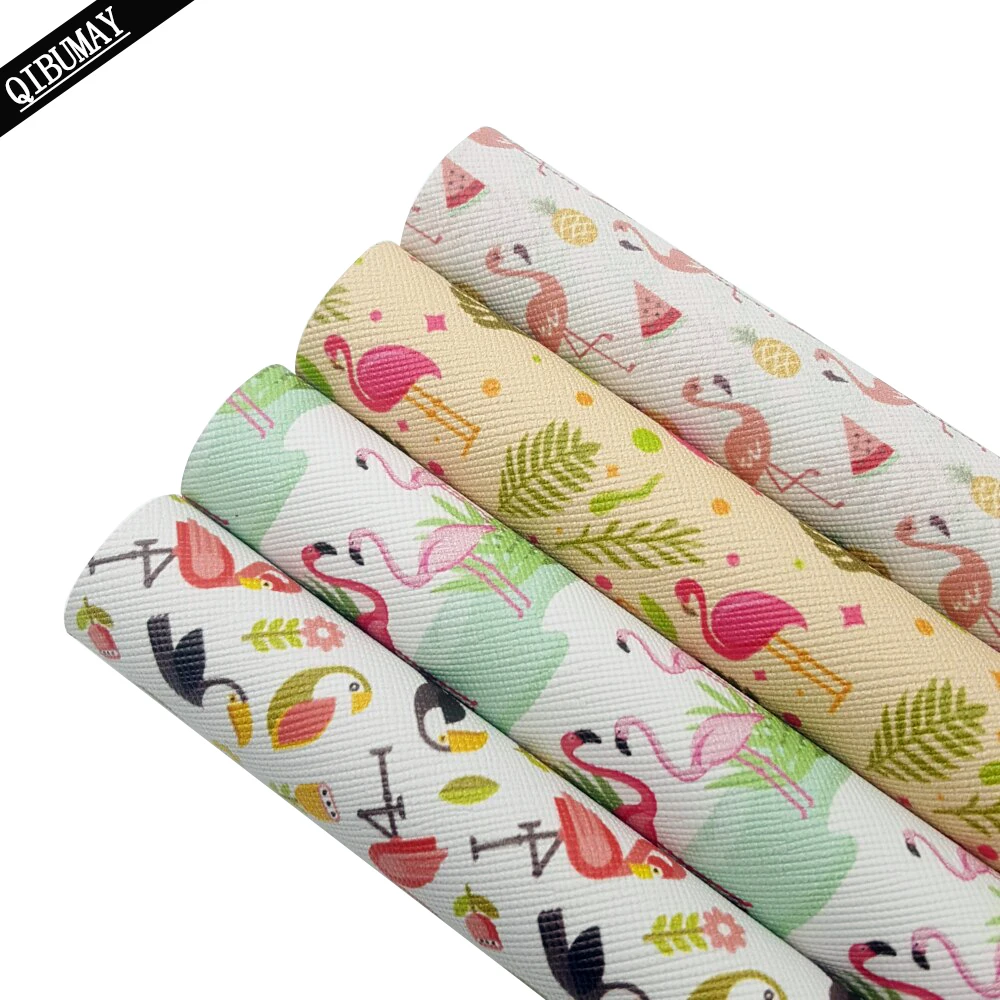 Симпатичные животные фламинго виниловая ткань искусственная кожа самодельные