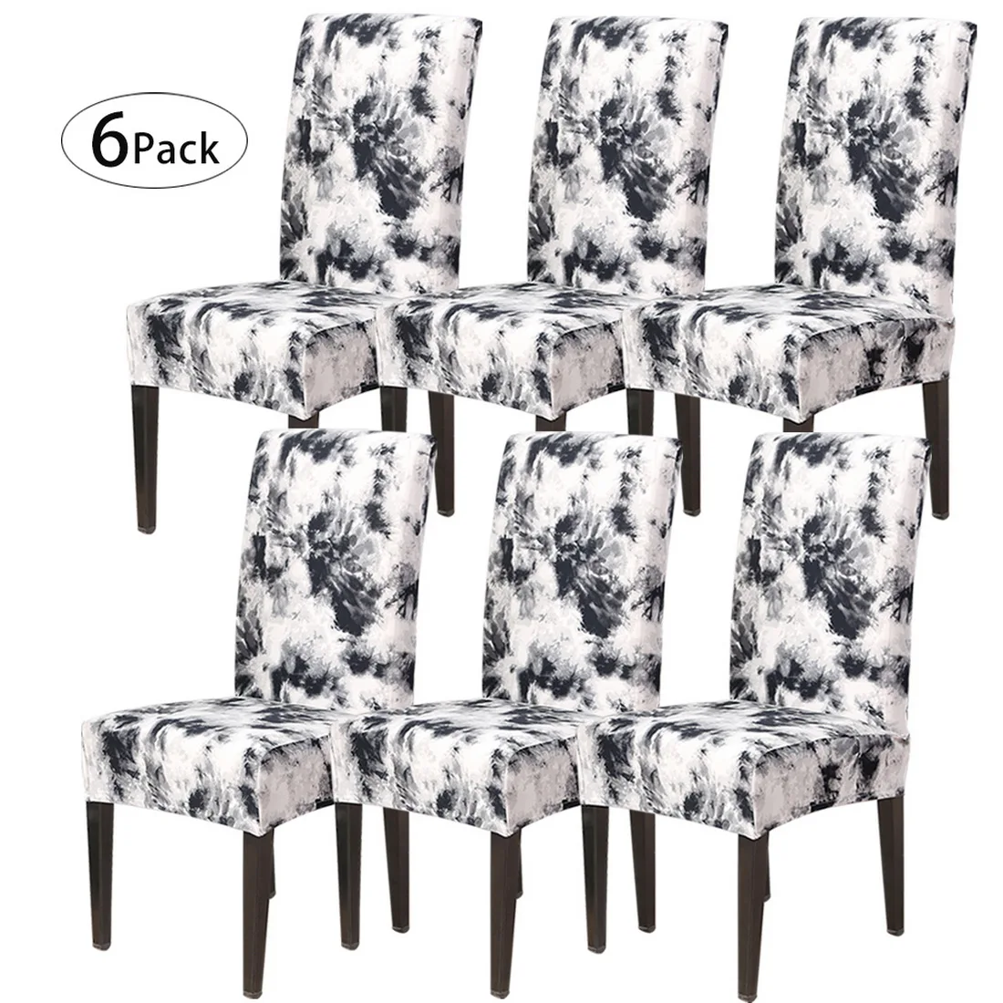 black 6pc Съемный стул чехлы с цветочным принтом эластичные Чехлы ресторан для свадеб банкета складной чехол на отельные стулья - Цвет: black 6pc