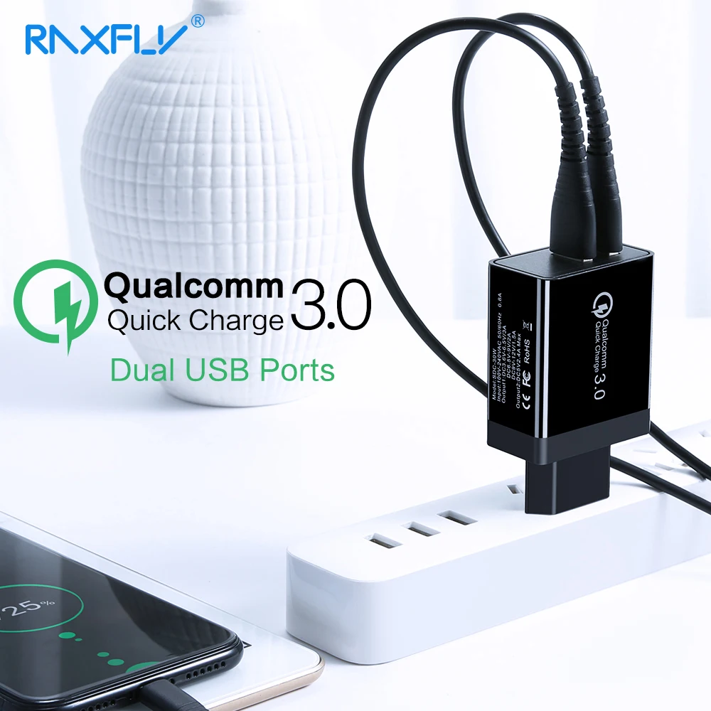 USB зарядное устройство RAXFLY для телефона быстрое QC 3 0 Для Xiaomi mi iPhone Xr универсальный