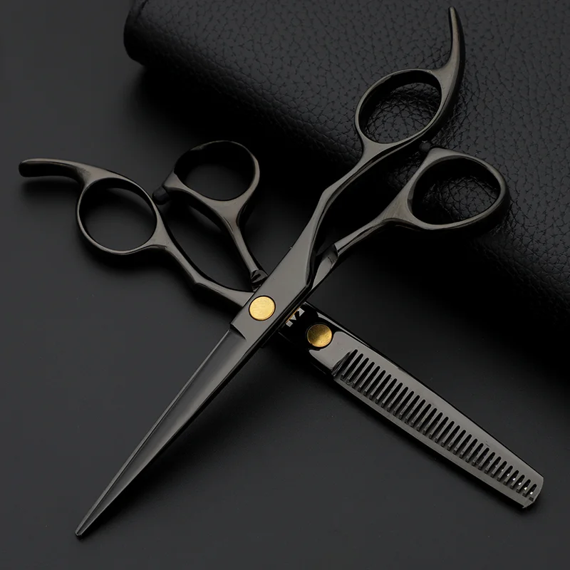 1Pcs Professional  Black  Stainless Steel Hairdressing Scissors Haircut Cutting Shears Cut Thinning Barber Makas Scissors Tool