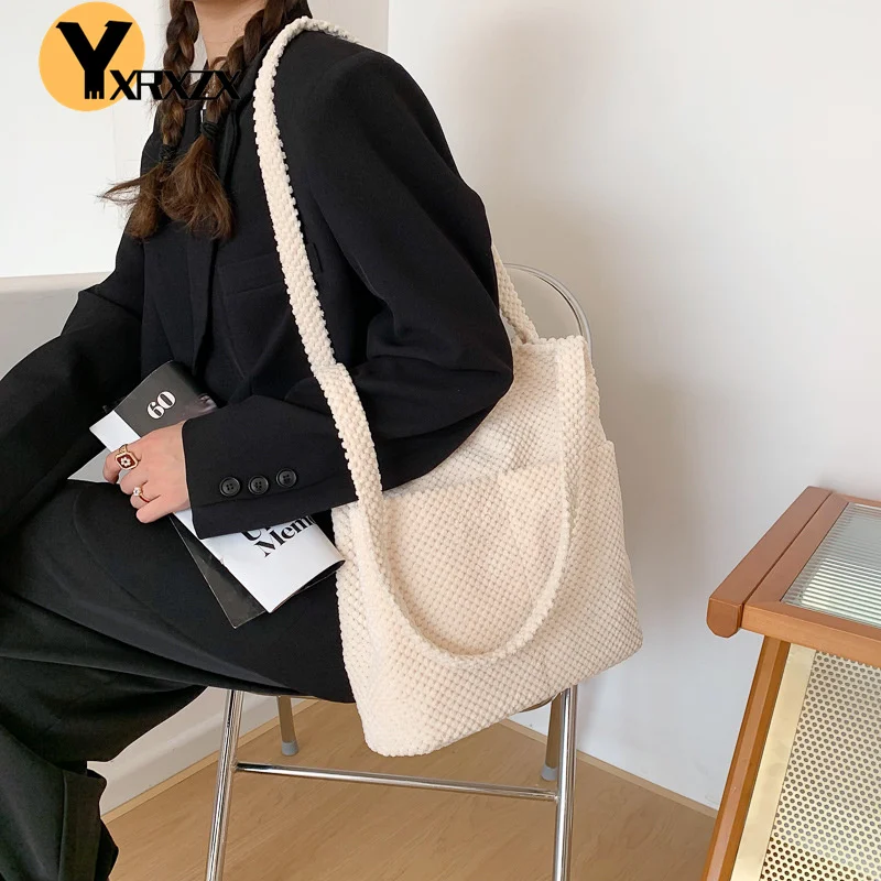 

Новинка 2021, однотонная женская сумка-тоут, повседневные женские сумки на одно плечо с застежкой, осенняя модная вместительная сумка для сту...