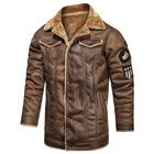 Мужская Зимняя Повседневная деловая длинная теплая флисовая куртка из искусственной кожи, мужская верхняя одежда, толстые пальто, винтажные моторные Куртки из искусственной кожи