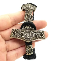 nostalgia thor hammer mjolnir charm trinity norse runes beads accessories jewelry talisman viking bracelet