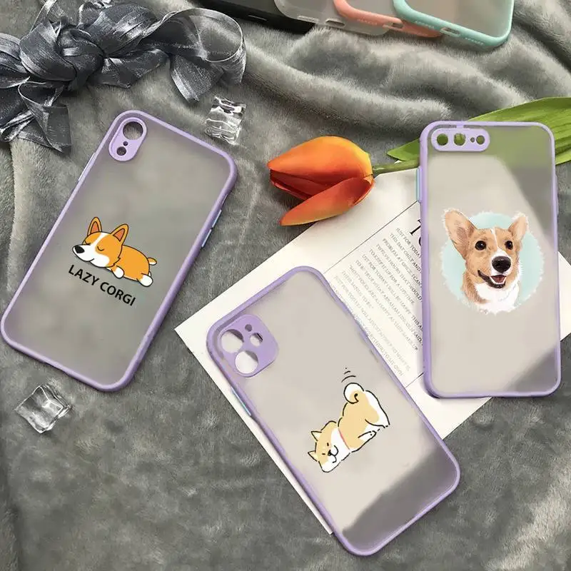 

Corgi cute cartoon dog animal Phone Case matte transparent For iphone 7 8 11 12 plus mini x xs xr pro max cover