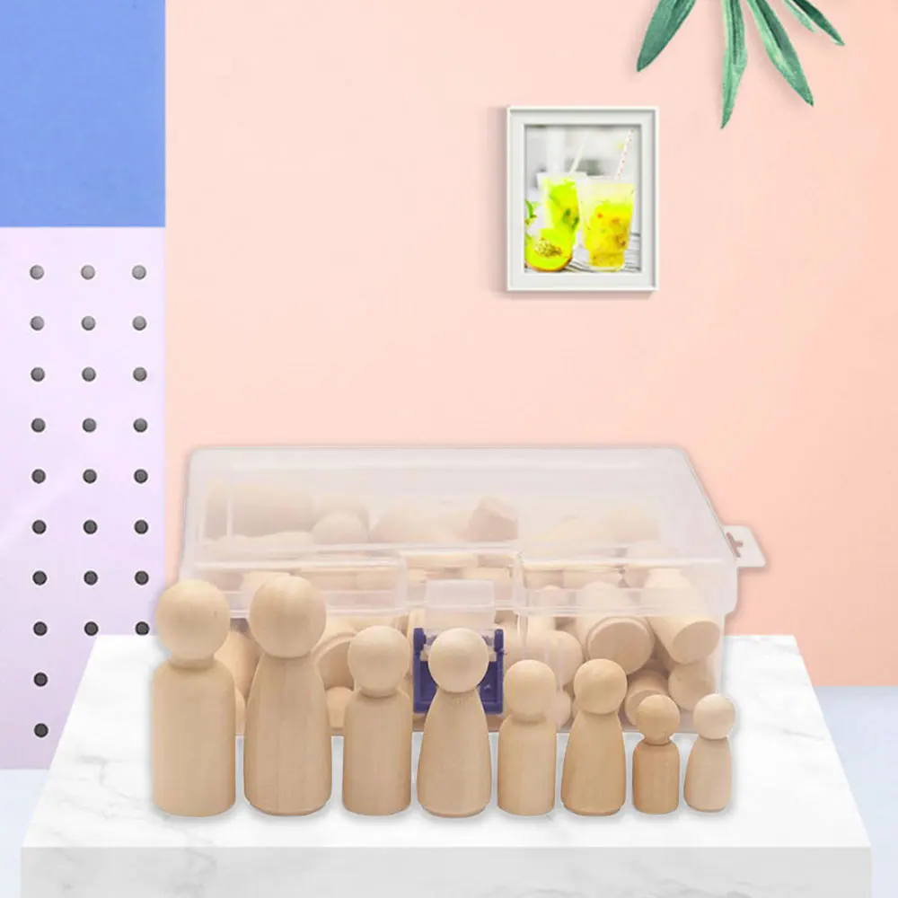 

50pcs Unfinished Wooden DIY Painting Peg Dolls Handmade Blank Male Female Doll Bodies Decorations for Child