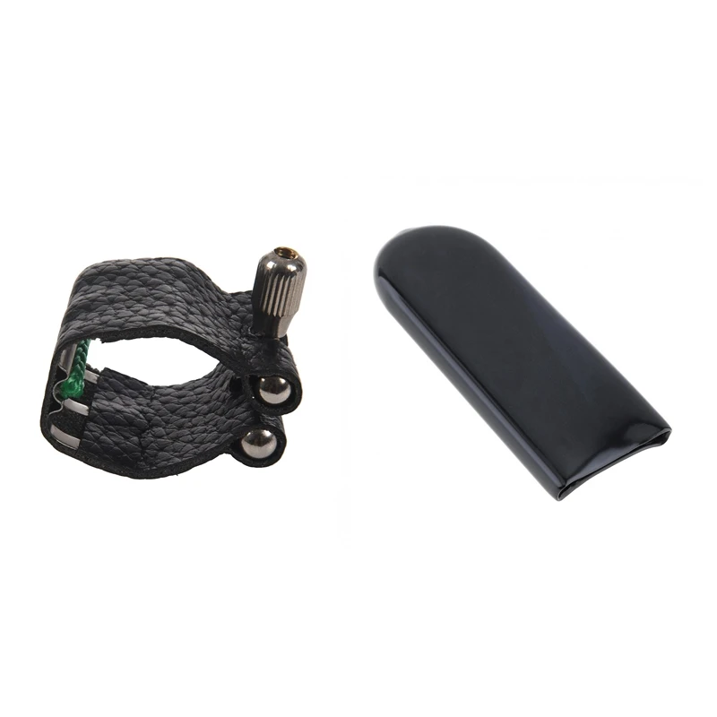 

1 Pcs Mark Nozzle Lock Ligature With Straightener & 1 Pcs Saxophone Thumb Rest Saver Cushion Pad Finger Protector