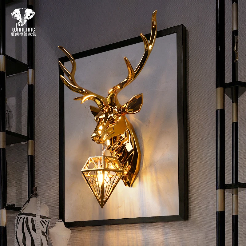 Wanlang Непрерывная система рекрутирование Чой Олень голова настенный светильник