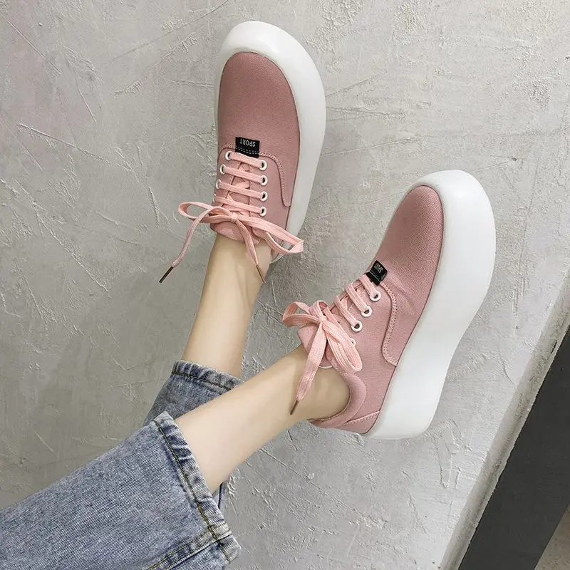 

Canvas Platform Sneakers Women Thick Sole Sneakers Casual Vulcanized Shoes Chunky Trainers Women Zapatillas Mujer 2021