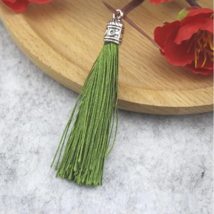 Grass Green 10 шт. серебряная кепка с кисточками, ювелирный занавес, декор одежды, аксессуары, самодельный брелок, сумка для мобильного телефона, бахрома, кисточки, нарядные ремни, подвеска - Цвет: Grass Green