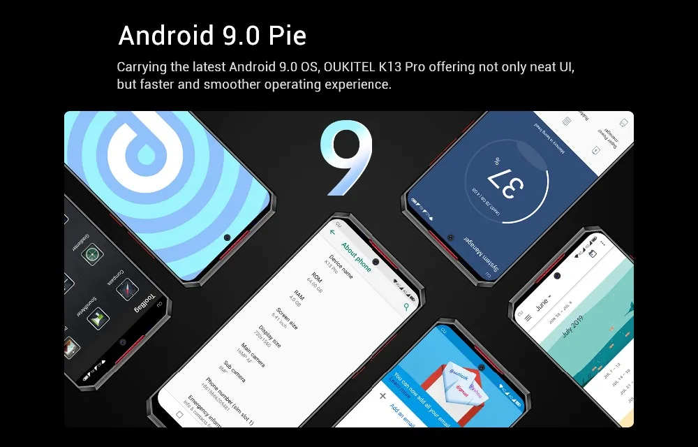 OUKITEL K13 Pro 6,41 ''11000 mAh 4GB 64GB смартфон MT6762 Восьмиядерный Android 9,0 NFC 4G мобильный телефон с функцией распознавания лица 5 V/6A Быстрая зарядка