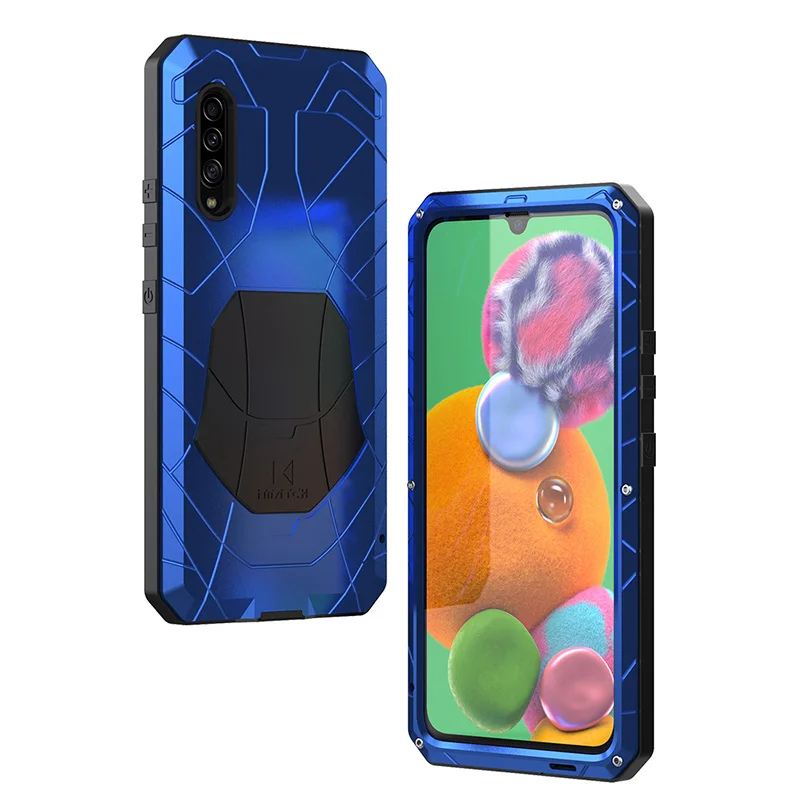 Для samsung Galaxy A90 5G Твердый корпус для телефона Алюминиевый металлический корпус Закаленное стекло Защитная крышка экрана сверхмощный защитный чехол