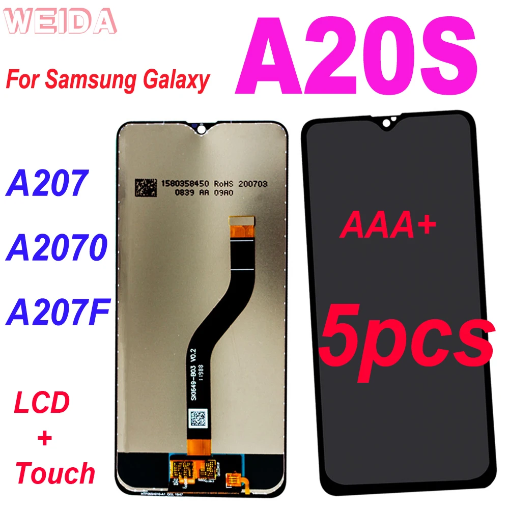 Pantalla LCD Original para m&oacute;vil, montaje de digitalizador con pantalla t&aacute;ctil de 6,5 pulgadas, para Samsung Galaxy A20S, A207, A2070, A207F, 5 uds.-0