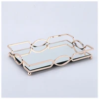 nordic style metal mirror tray table top table iron storage plate american fruit plate home decoration plate
