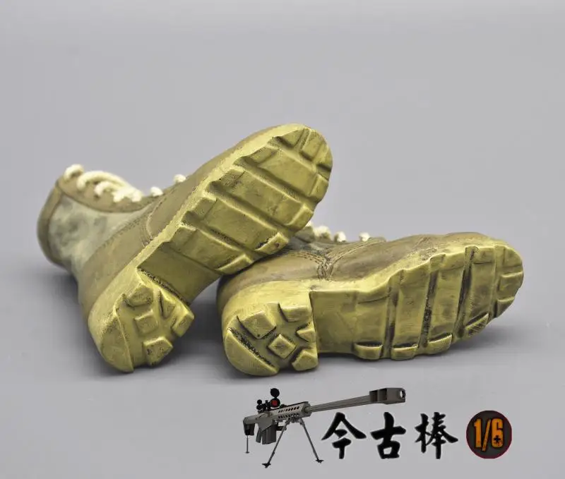 

1/6 Soldier HT Sand PMC Lace-up Boots Long Desert Boots Model for 12 inch action figure